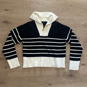 NWT Marc New York Collared Striped Quarter Zip Sweater